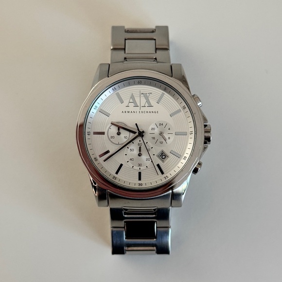 Armani Exchange AX2058 Men's Chronograph Silver Stainless Steel Watch - Picture 1 of 11